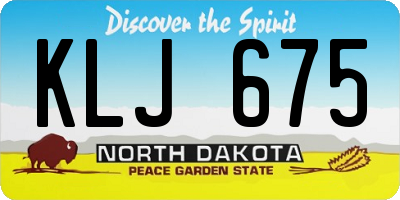 ND license plate KLJ675