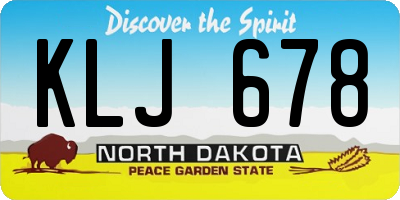 ND license plate KLJ678