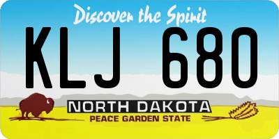 ND license plate KLJ680
