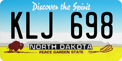 ND license plate KLJ698