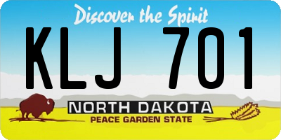 ND license plate KLJ701