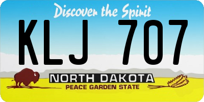 ND license plate KLJ707