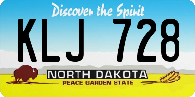ND license plate KLJ728