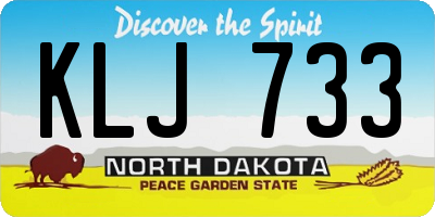 ND license plate KLJ733