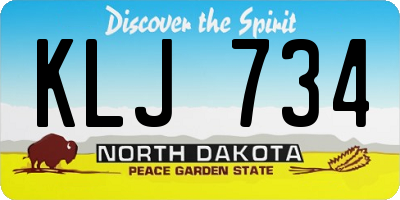 ND license plate KLJ734