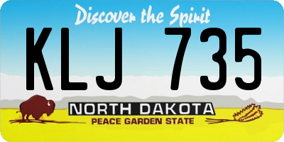 ND license plate KLJ735