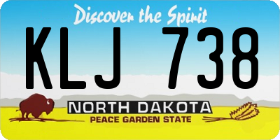 ND license plate KLJ738