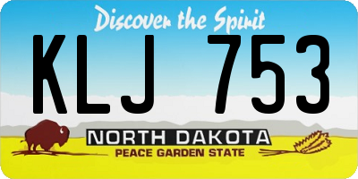 ND license plate KLJ753