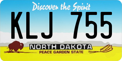 ND license plate KLJ755