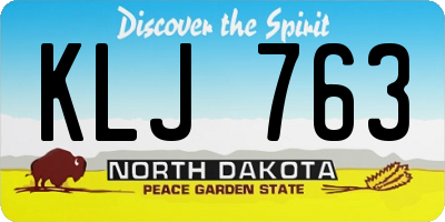 ND license plate KLJ763