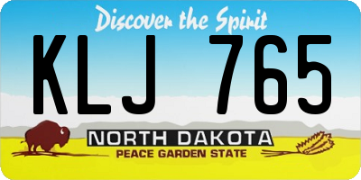 ND license plate KLJ765