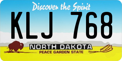 ND license plate KLJ768