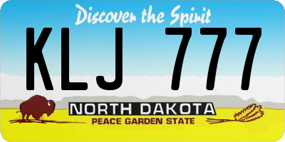 ND license plate KLJ777