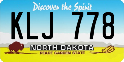 ND license plate KLJ778