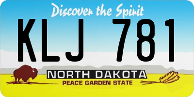 ND license plate KLJ781