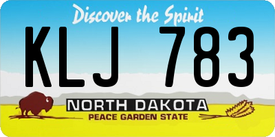 ND license plate KLJ783