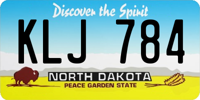 ND license plate KLJ784