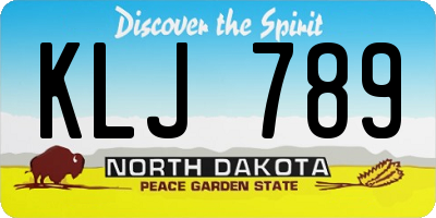 ND license plate KLJ789