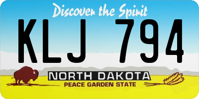 ND license plate KLJ794
