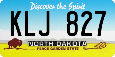 ND license plate KLJ827