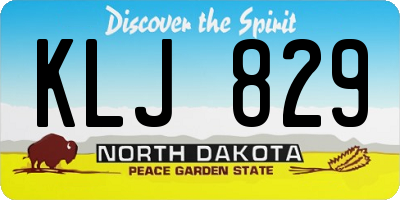 ND license plate KLJ829