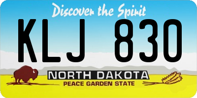 ND license plate KLJ830