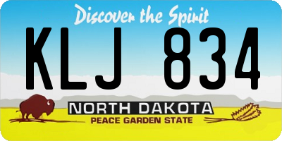 ND license plate KLJ834