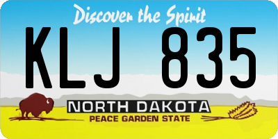 ND license plate KLJ835