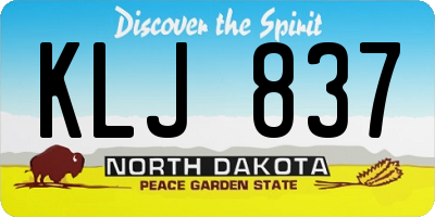 ND license plate KLJ837