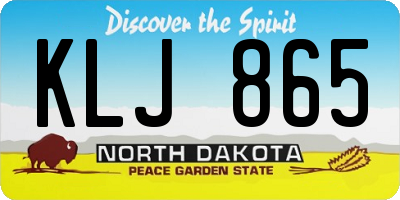 ND license plate KLJ865