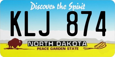 ND license plate KLJ874