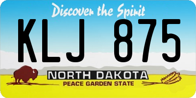 ND license plate KLJ875