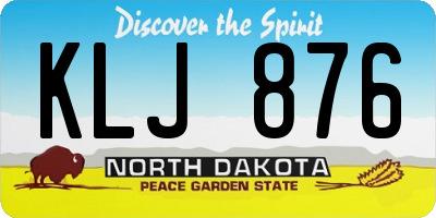 ND license plate KLJ876