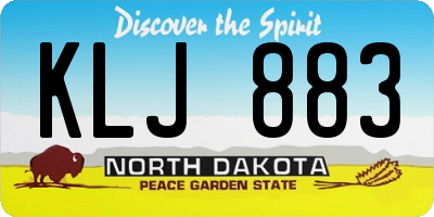 ND license plate KLJ883