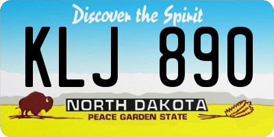 ND license plate KLJ890