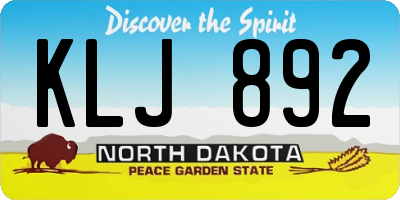 ND license plate KLJ892
