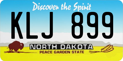ND license plate KLJ899