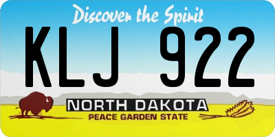 ND license plate KLJ922