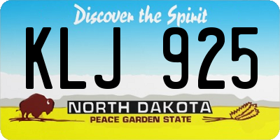 ND license plate KLJ925