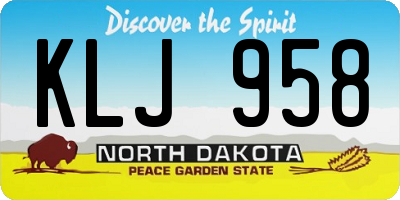 ND license plate KLJ958