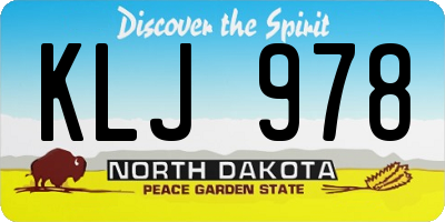 ND license plate KLJ978