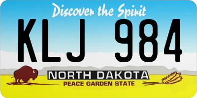 ND license plate KLJ984