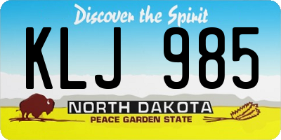 ND license plate KLJ985
