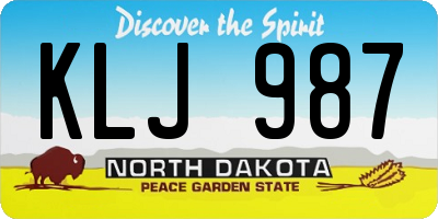 ND license plate KLJ987