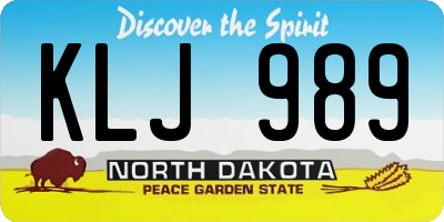 ND license plate KLJ989