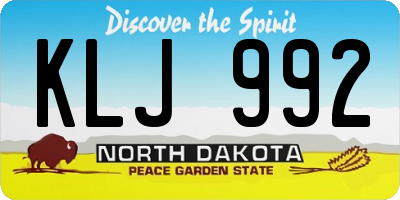 ND license plate KLJ992
