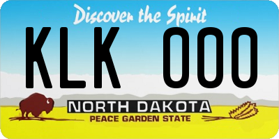 ND license plate KLK000