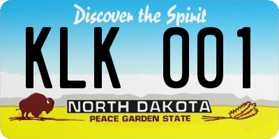 ND license plate KLK001