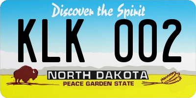 ND license plate KLK002