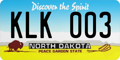 ND license plate KLK003